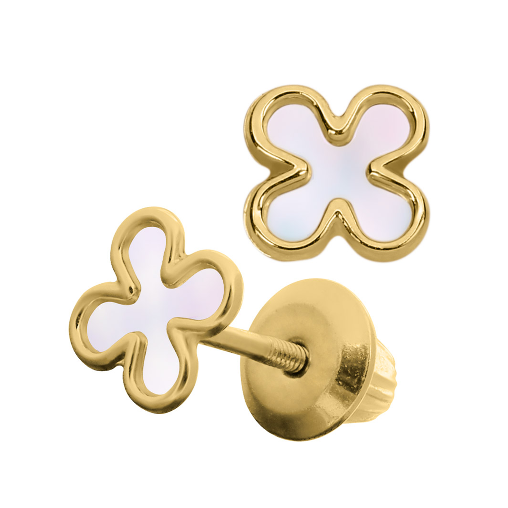 mother of pearl clover earrings studs