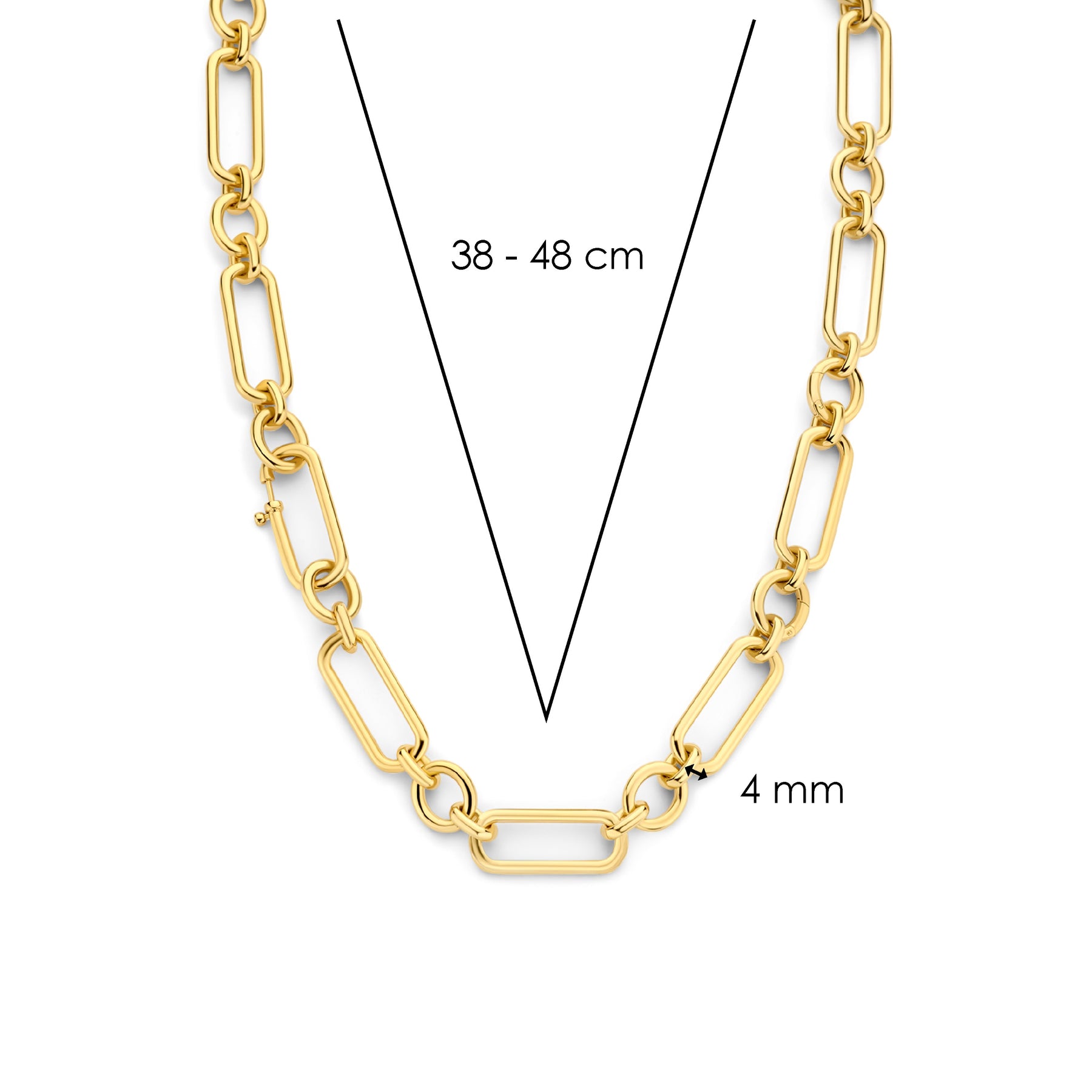 Ti Sento Yellow Gold Chunky Chain Link Necklace