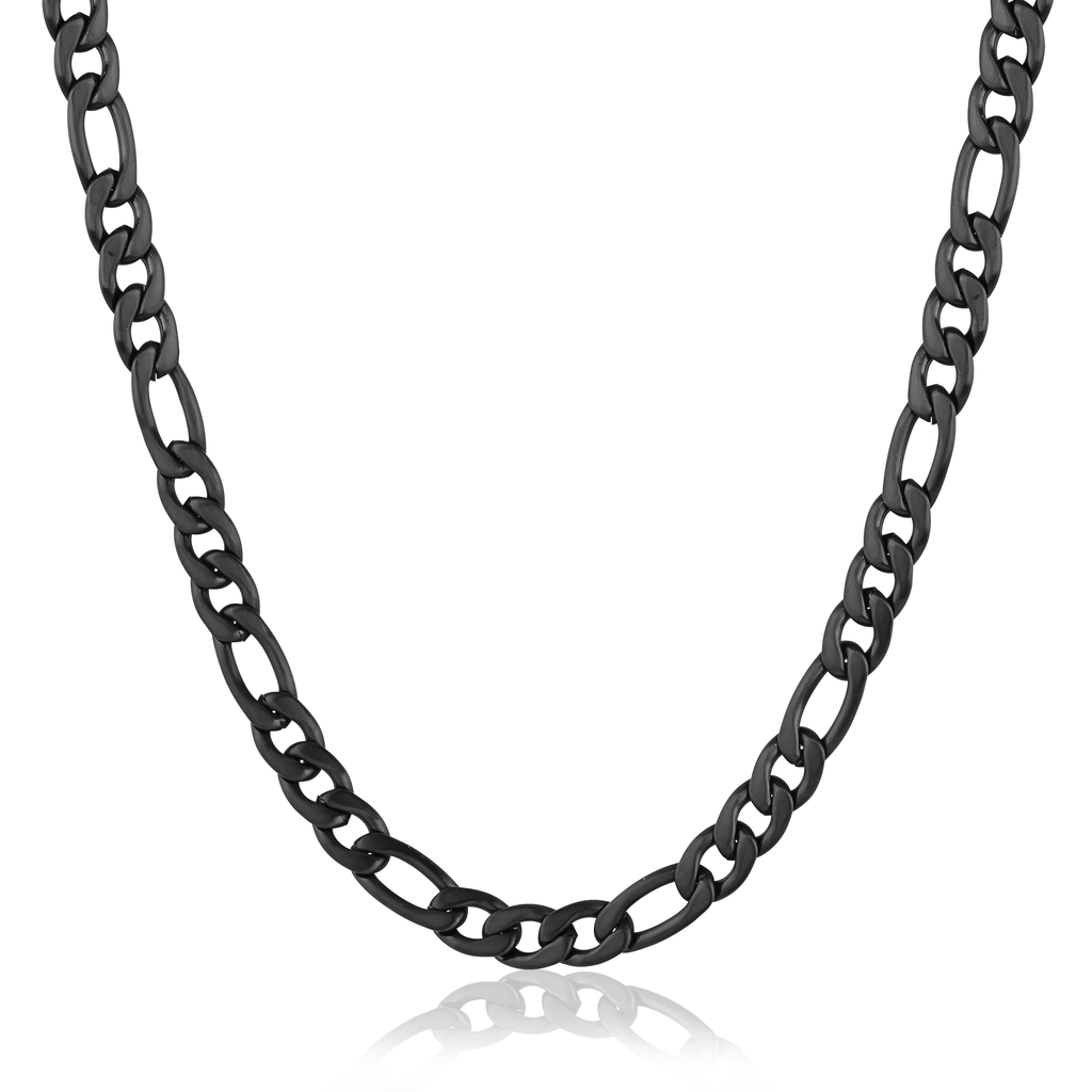 Black Ip Matte Stainless Steel Studded Edge Dogtag Necklace